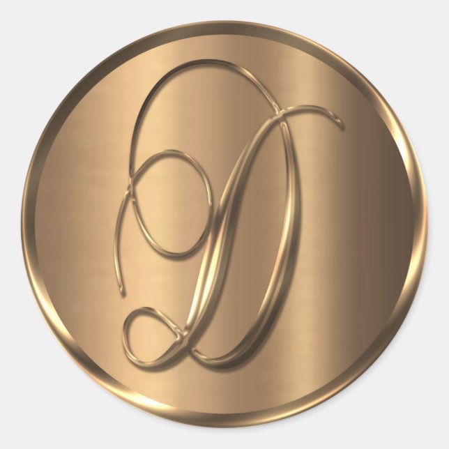 Sticker Rond Sceau d'enveloppe en bronze non MÉTALLIQUE Monogra (Devant)
