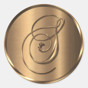 Sticker Rond Sceau d'enveloppe en bronze non MÉTALLIQUE Monogra