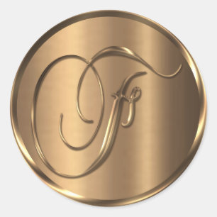 Sticker Rond Sceau d'enveloppe en bronze non MÉTALLIQUE Monogra