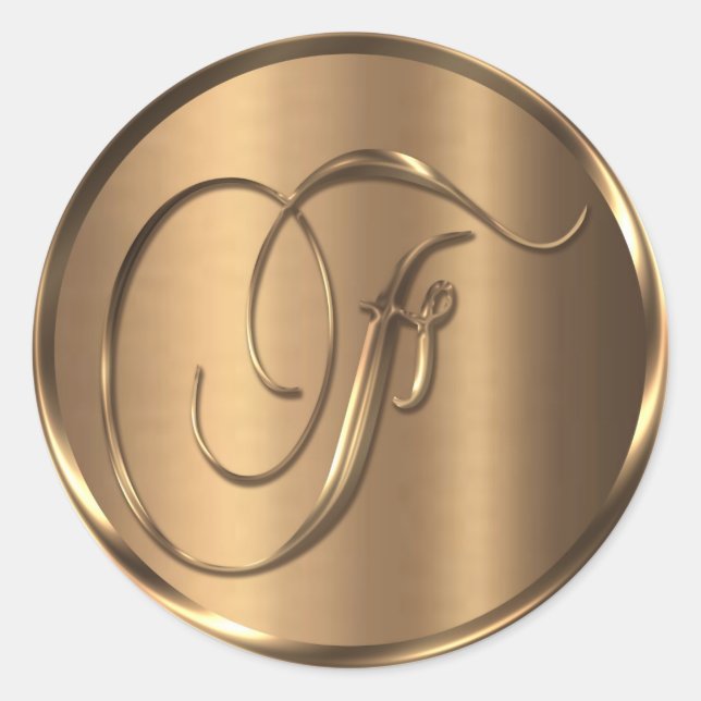 Sticker Rond Sceau d'enveloppe en bronze non MÉTALLIQUE Monogra (Devant)