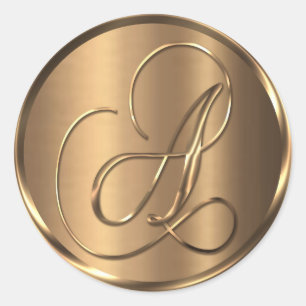 Sticker Rond Sceau d'enveloppe en bronze non MÉTALLIQUE Monogra