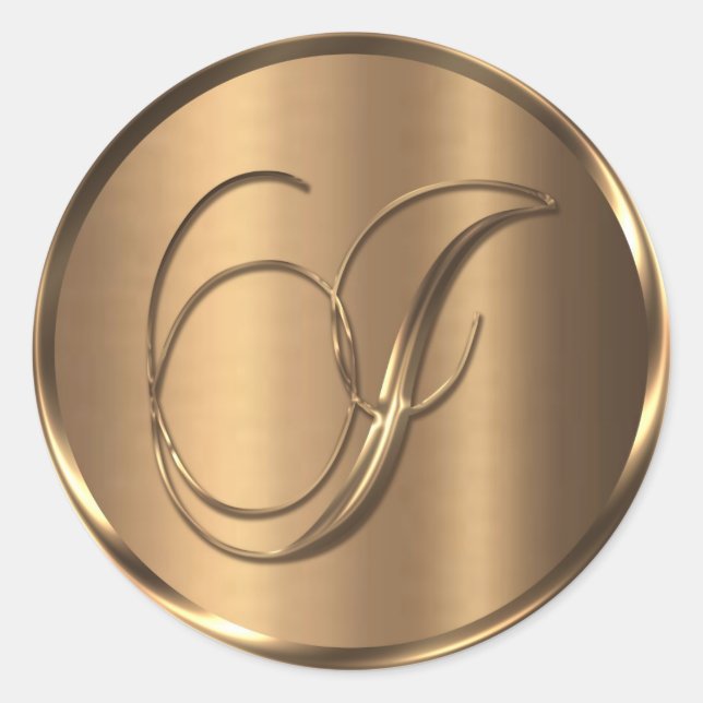 Sticker Rond Sceau d'enveloppe en bronze non METALLIQUE Monogra (Devant)
