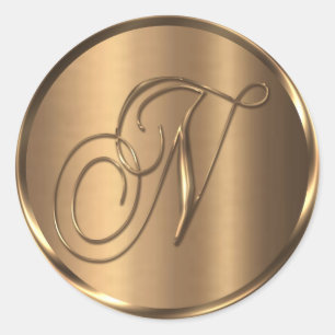 Sticker Rond Sceau d'enveloppe en bronze non MÉTALLIQUE Monogra