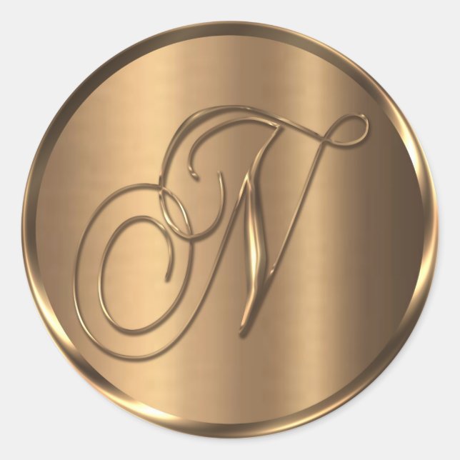 Sticker Rond Sceau d'enveloppe en bronze non MÉTALLIQUE Monogra (Devant)