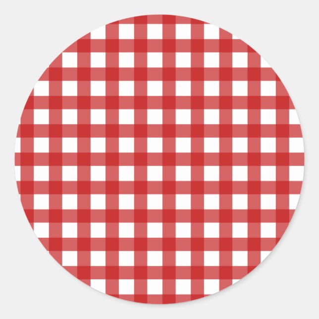 Sticker Rond Sceau d'enveloppe En vichy rouge (Devant)