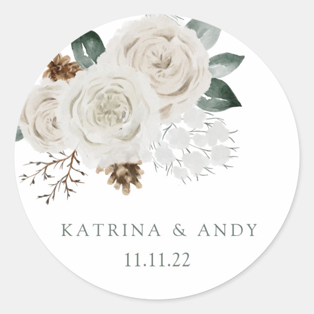 Sticker Rond Sceau d'enveloppe faire-part de mariage (Devant)
