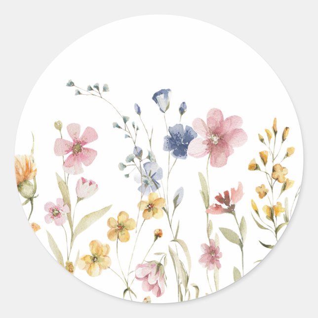 Sticker Rond Sceau d'enveloppe Fleur sauvage Boho (Devant)