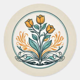 Sticker Rond Sceau d'enveloppe florale