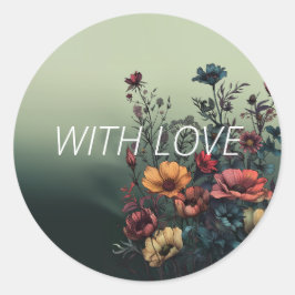 Sticker Rond Sceau d'enveloppe florale Turquoise et élégant
