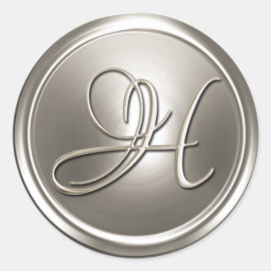Sticker Rond Sceau d'enveloppe H Monogramme en argent