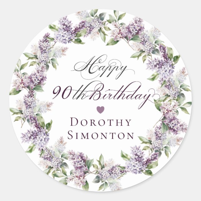 Sticker Rond Sceau d'enveloppe Lilac violet 90e anniversaire pe (Devant)