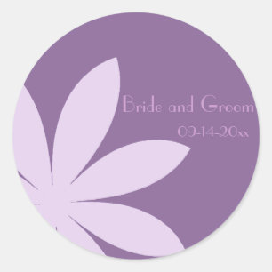 Sticker Rond Sceau d'enveloppe Mariage à fleur pourpre