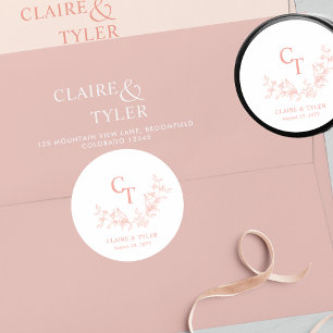 Sticker Rond Sceau d'enveloppe Mariage blanc, blanc, blanc, bru