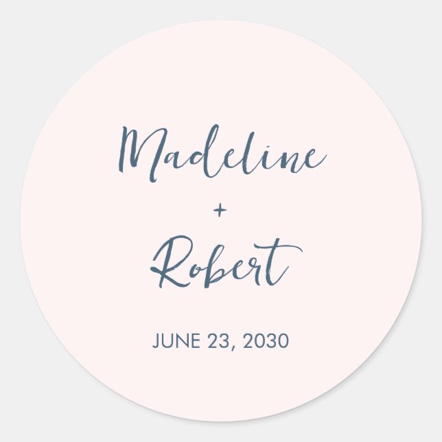 Sticker Rond Sceau d'enveloppe Mariage BLue rose pâle (Devant)