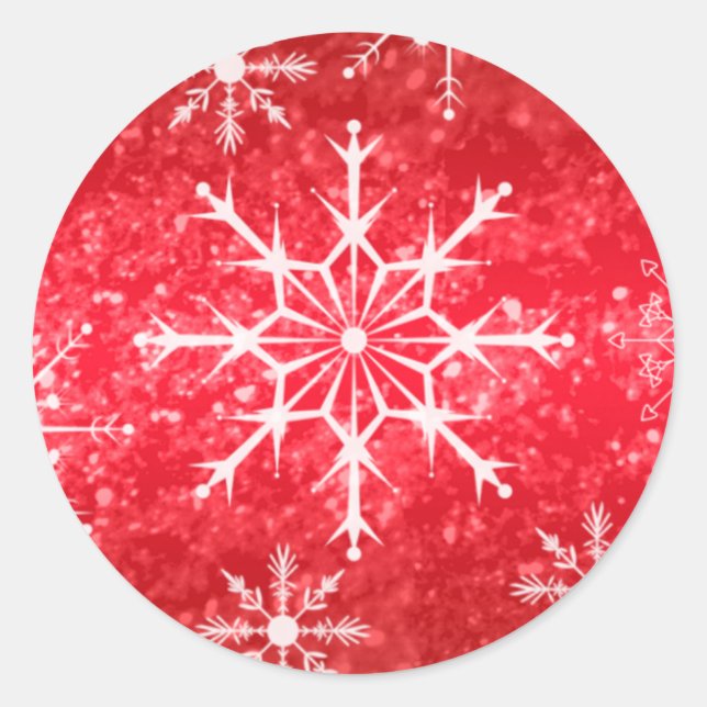 Sticker Rond Sceau d'enveloppe Mariage de flocons rouges et bla (Devant)
