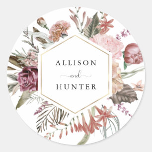 Sticker Rond Sceau d'enveloppe mariage   Dusty Rose