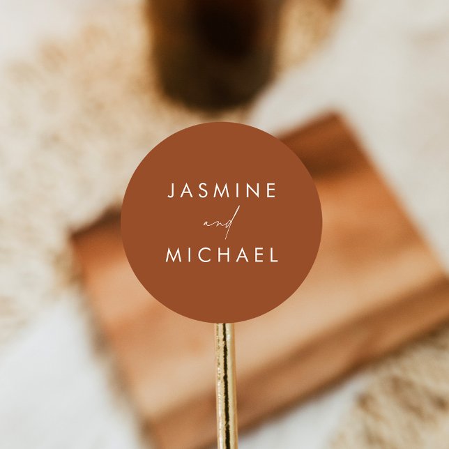 Sticker Rond Sceau d'enveloppe Mariage en terre cuite moderne S (Créateur téléchargé)