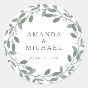 Sticker Rond Sceau d'enveloppe Mariage Eucalyptus élégant
