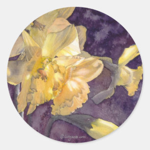 Sticker Rond Sceau d'enveloppe Mariage jonquille
