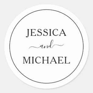 Sticker Rond Sceau d'enveloppe Mariage moderne minimaliste