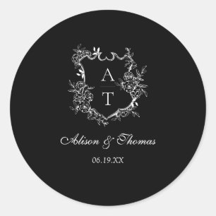 Sticker Rond Sceau d'enveloppe Mariage monogramme classique