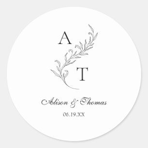 Sticker Rond Sceau d'enveloppe Mariage monogramme classique