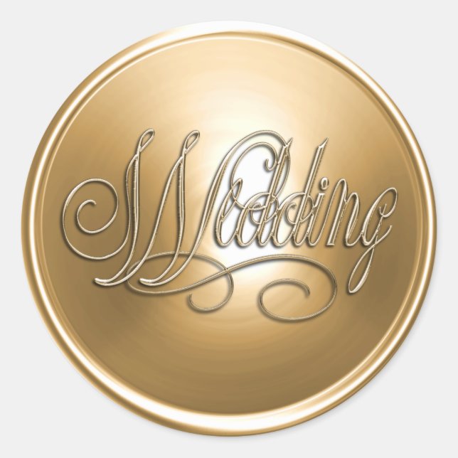 Sticker Rond Sceau d'enveloppe Mariage or (Devant)