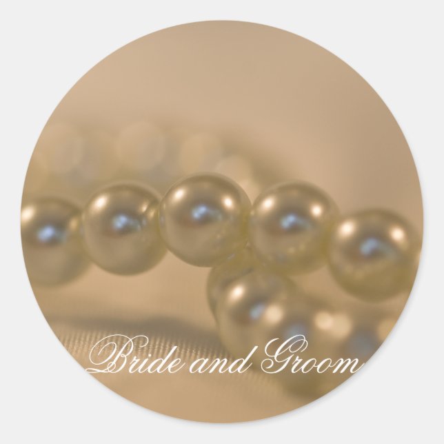 Sticker Rond Sceau d'enveloppe Mariage perles torsadées (Devant)