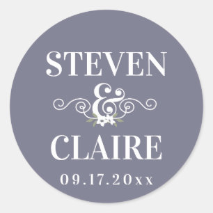 Sticker Rond Sceau d'enveloppe Mariage personnalisé simple et é