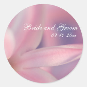 Sticker Rond Sceau d'enveloppe Mariage rose Fleurs d'Hyacinthe