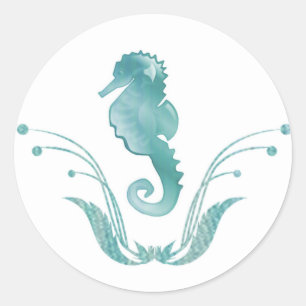 Sticker Rond Sceau d'enveloppe Mariage Sea Horse