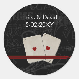 Sticker Rond Sceau d'enveloppe mariage Vegas