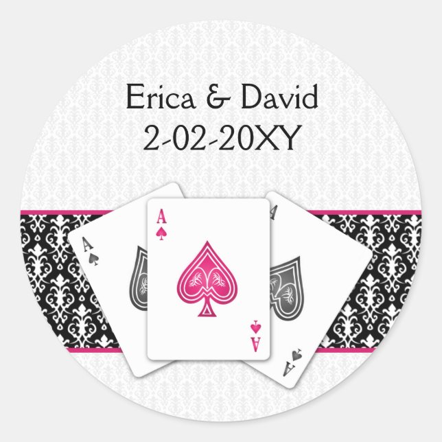 Sticker Rond Sceau d'enveloppe mariage Vegas (Devant)