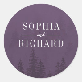 Sticker Rond Sceau d'enveloppe Mariage violet de forêt Evergree
