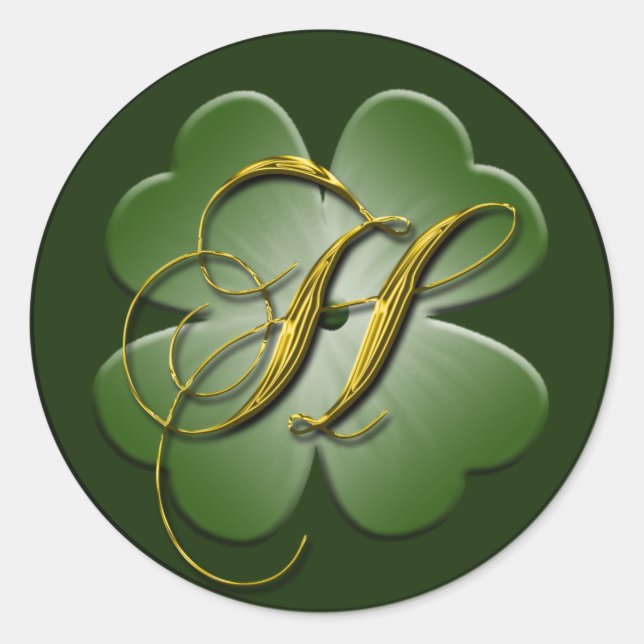 Sticker Rond Sceau d'enveloppe Monogramme H Mariage irlandais (Devant)