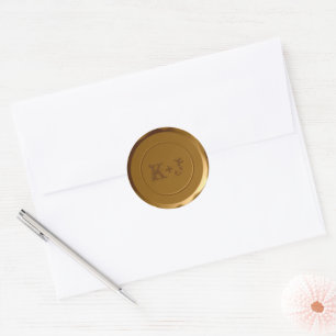 Sticker Rond Sceau d'enveloppe monogramme - Or