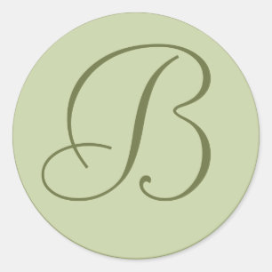 Sticker Rond Sceau d'enveloppe monogramme verte sur mesure