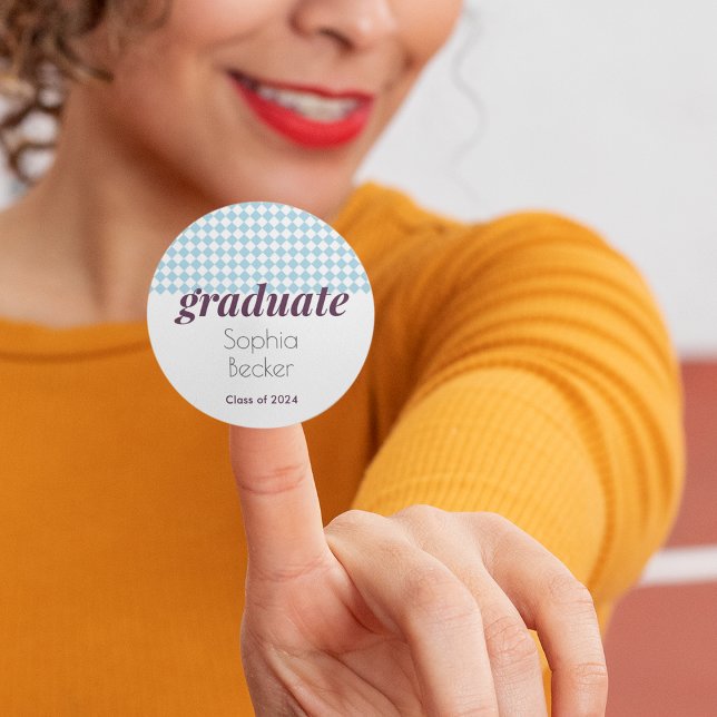 Sticker Rond Sceau d'enveloppe Motif de diamants bleus (Créateur téléchargé)