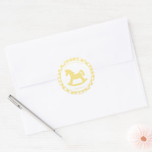 Sticker Rond Sceau d'enveloppe neutre En vichy genre jaune citr