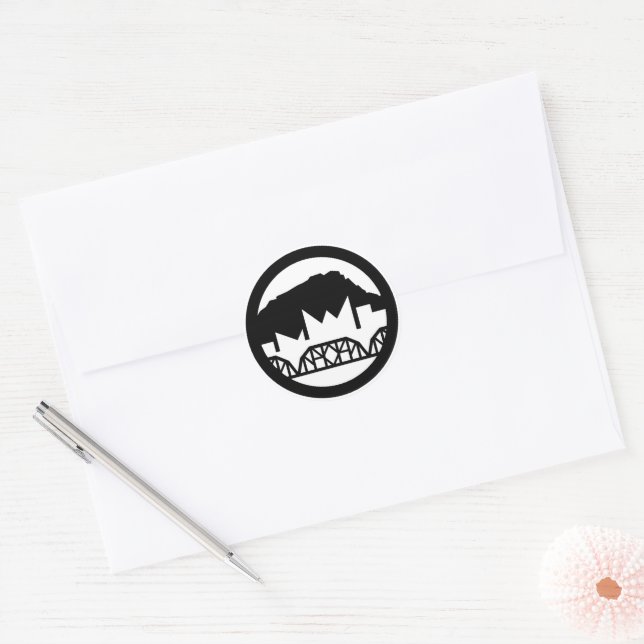 Sticker Rond Sceau d'enveloppe noir et blanc Chattanooga (Enveloppe)