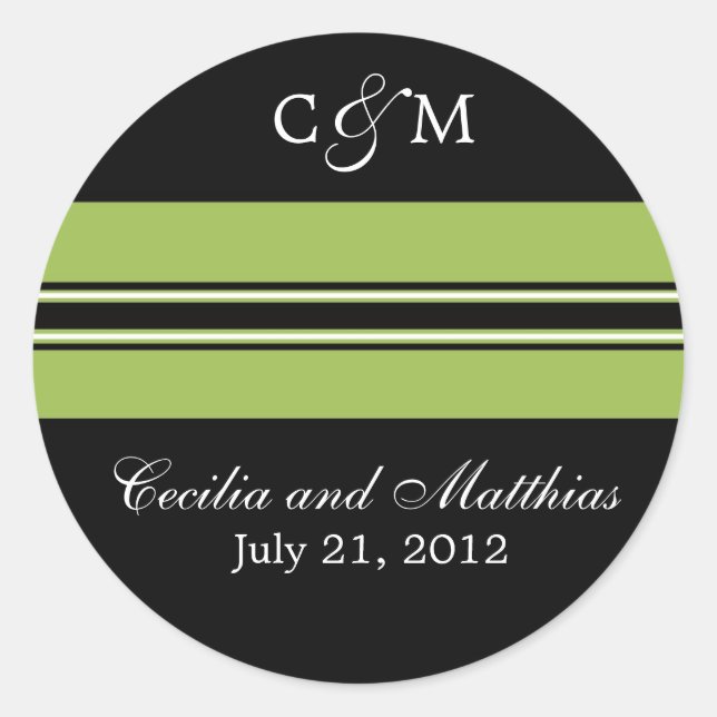 Sticker Rond Sceau d'enveloppe noir et vert (Devant)