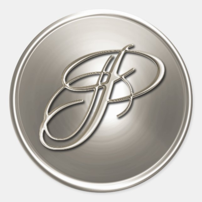 Sticker Rond Sceau d'enveloppe P Monogramme Argent (Devant)