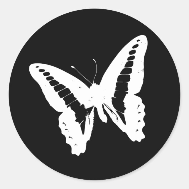 Sticker Rond Sceau d'enveloppe papillon noir (Devant)