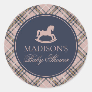 Sticker Rond Sceau d'enveloppe pour Baby Shower Cheval à Bascul