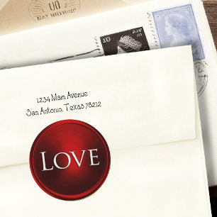 Sticker Rond Sceau d'enveloppe Red Love
