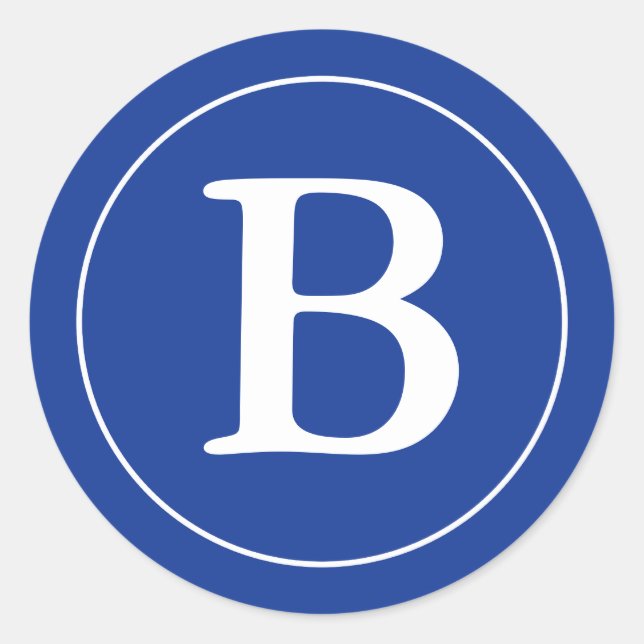 Sticker Rond Sceau d'enveloppe ronde avec Monogramme - bleu moy (Devant)