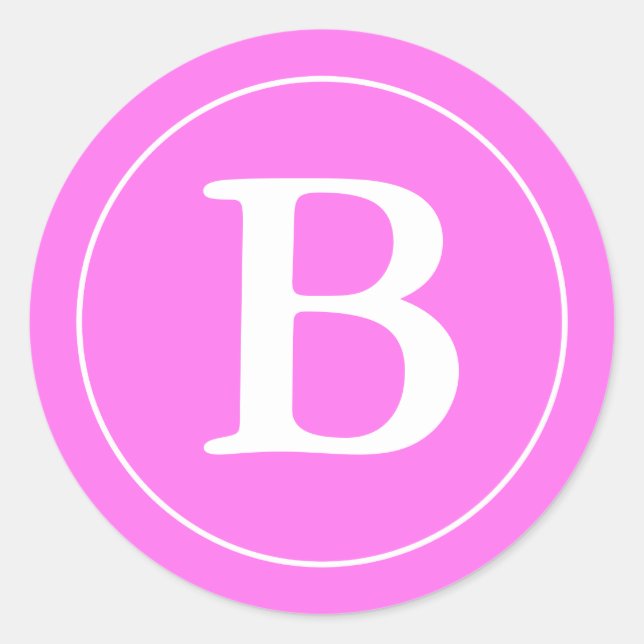 Sticker Rond Sceau d'enveloppe ronde avec monogramme - rose et  (Devant)