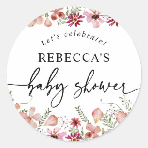 Sticker Rond Sceau d'enveloppe ronde Baby shower rose Boho