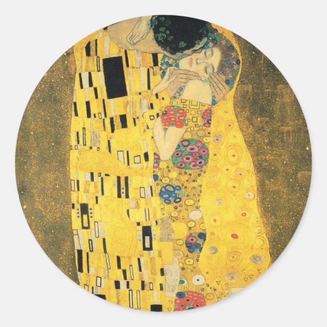 STICKER ROND SCEAU D'ENVELOPPE RONDE GUSTAV KLIMT "THE KISS" (Devant)