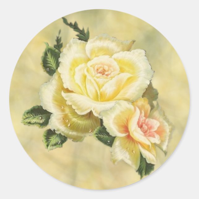 Sticker Rond Sceau d'enveloppe Rose de crème (Devant)